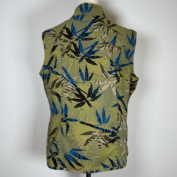 Chico’s Olive Green Jungle Palm Jean Vest Chico’s Size 1 (Medium/8) - Picture 4 of 9